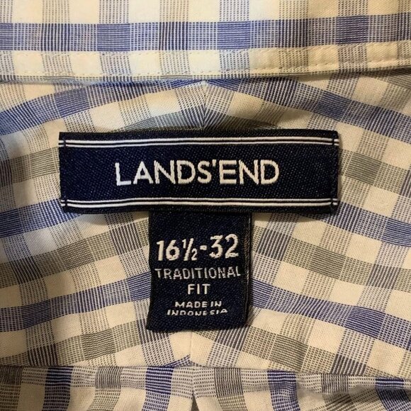 Lands' End Men's Plaid Check (Lot of 3) Button Up Long Sleeve Shirt Size 16.5/32 - Picture 8 of 14